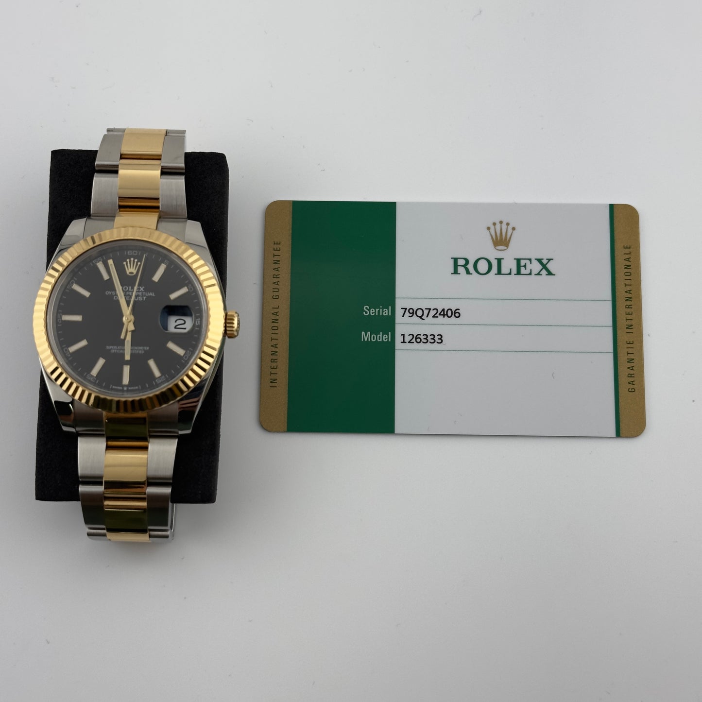 Rolex Datejust 41 Black Index Dial on Oyster Ref 126333 with New Style Card White
