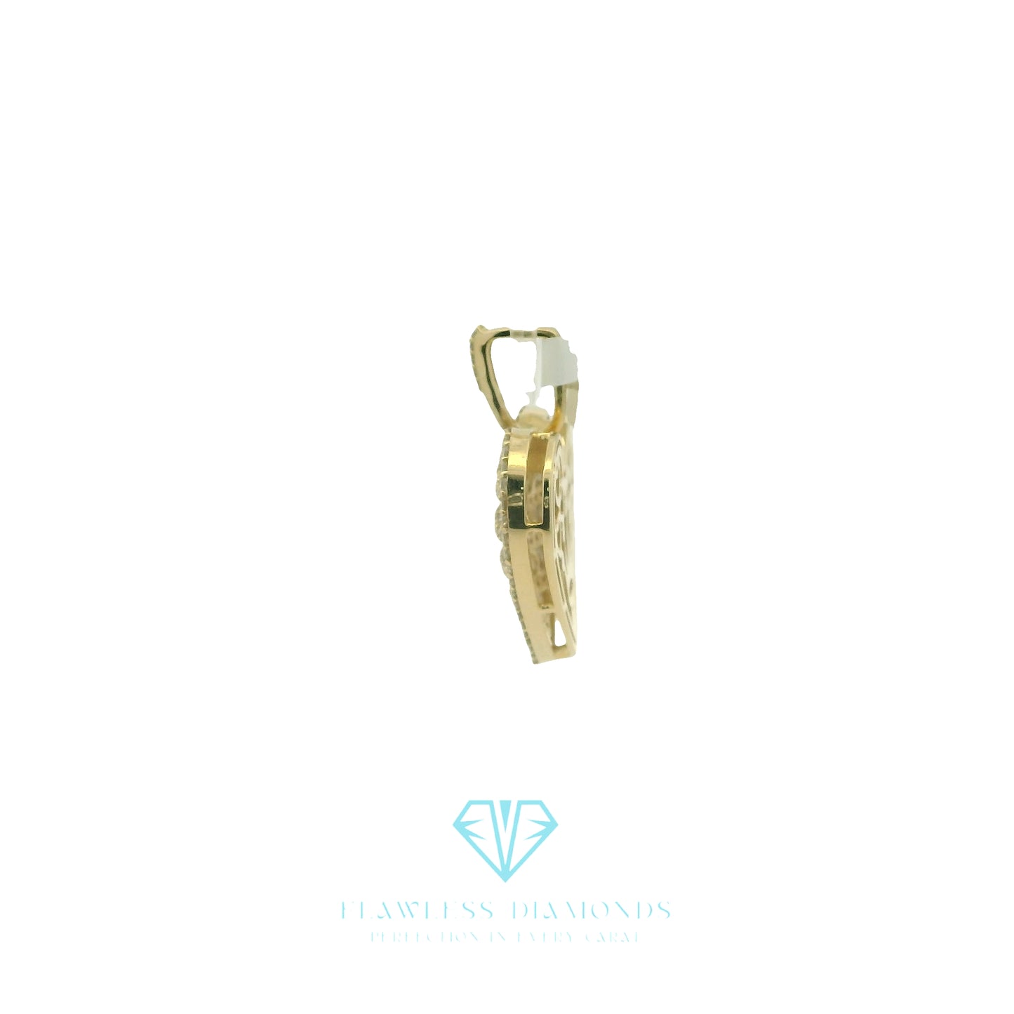 Yellow Gold Heart Pendant with Baguette Cut Diamonds