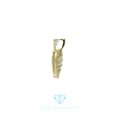 Yellow Gold Heart Pendant with Baguette Cut Diamonds