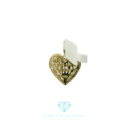 Yellow Gold Heart Pendant with Baguette Cut Diamonds