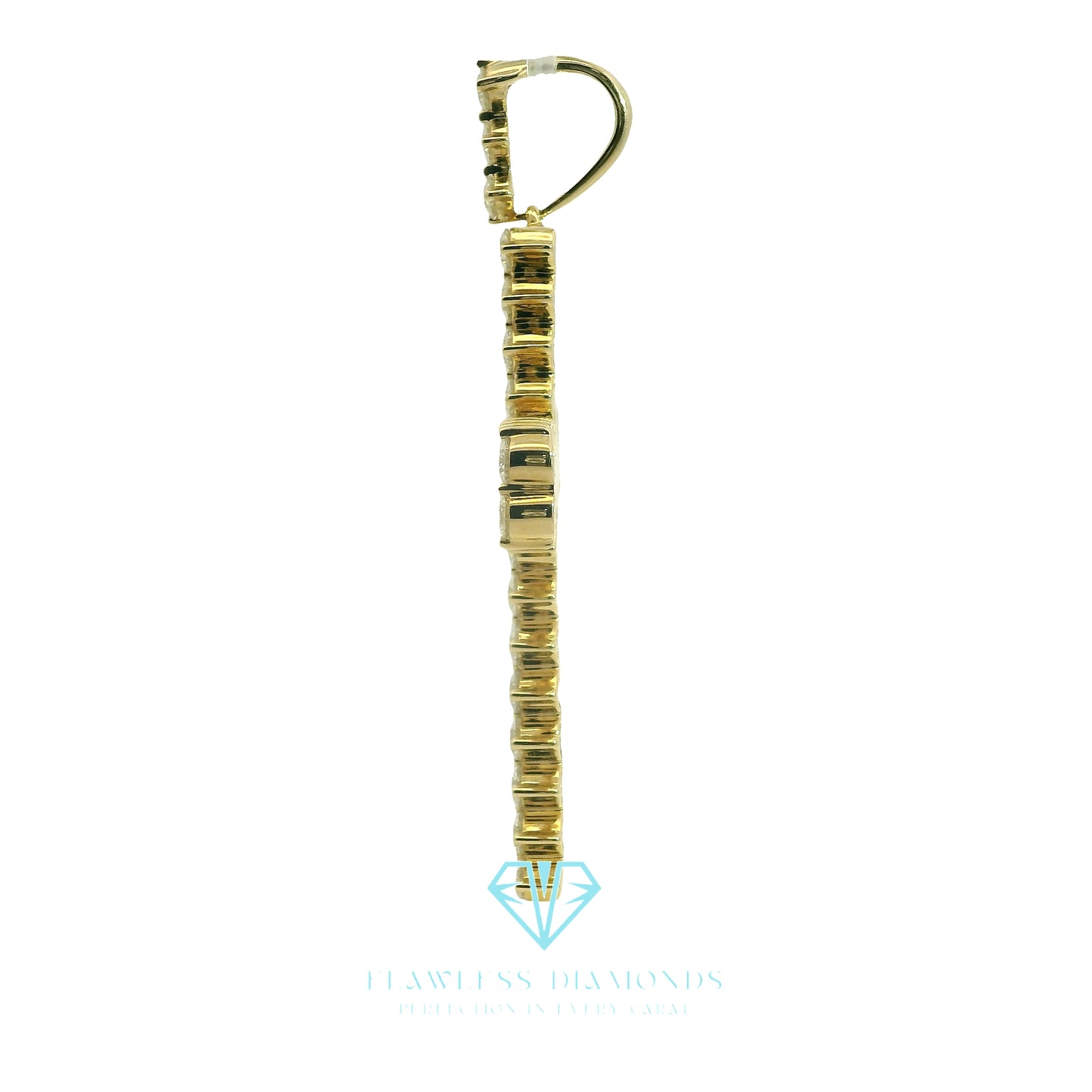 Yellow Gold Cross Pendant with Round Brilliant Diamonds