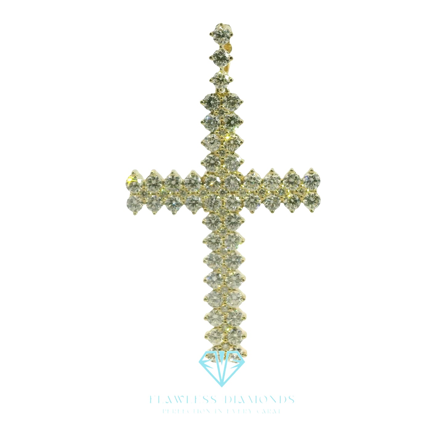Yellow Gold Cross Pendant with Round Brilliant Diamonds