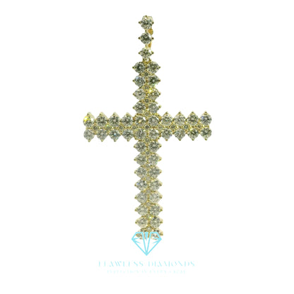 Yellow Gold Cross Pendant with Round Brilliant Diamonds
