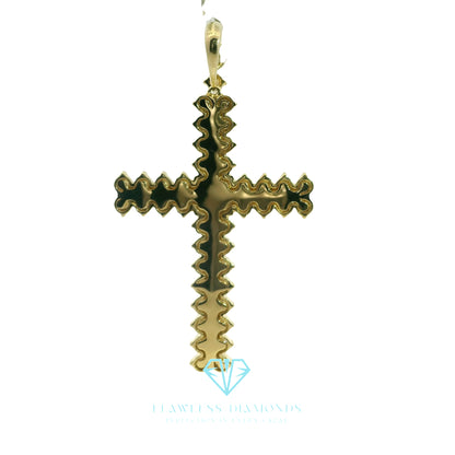 Yellow Gold Cross Pendant with Round Brilliant Diamonds