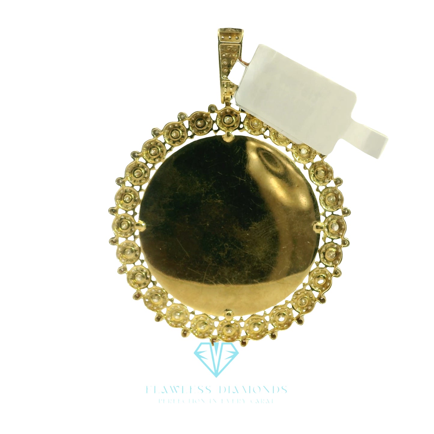 Customizable Yellow Gold Picture Pendant with Diamond Halo