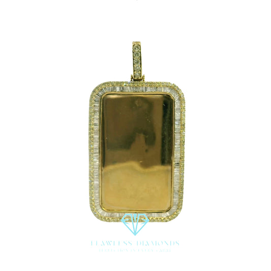 Baguette Diamond 10K Yellow Gold Picture Pendant
