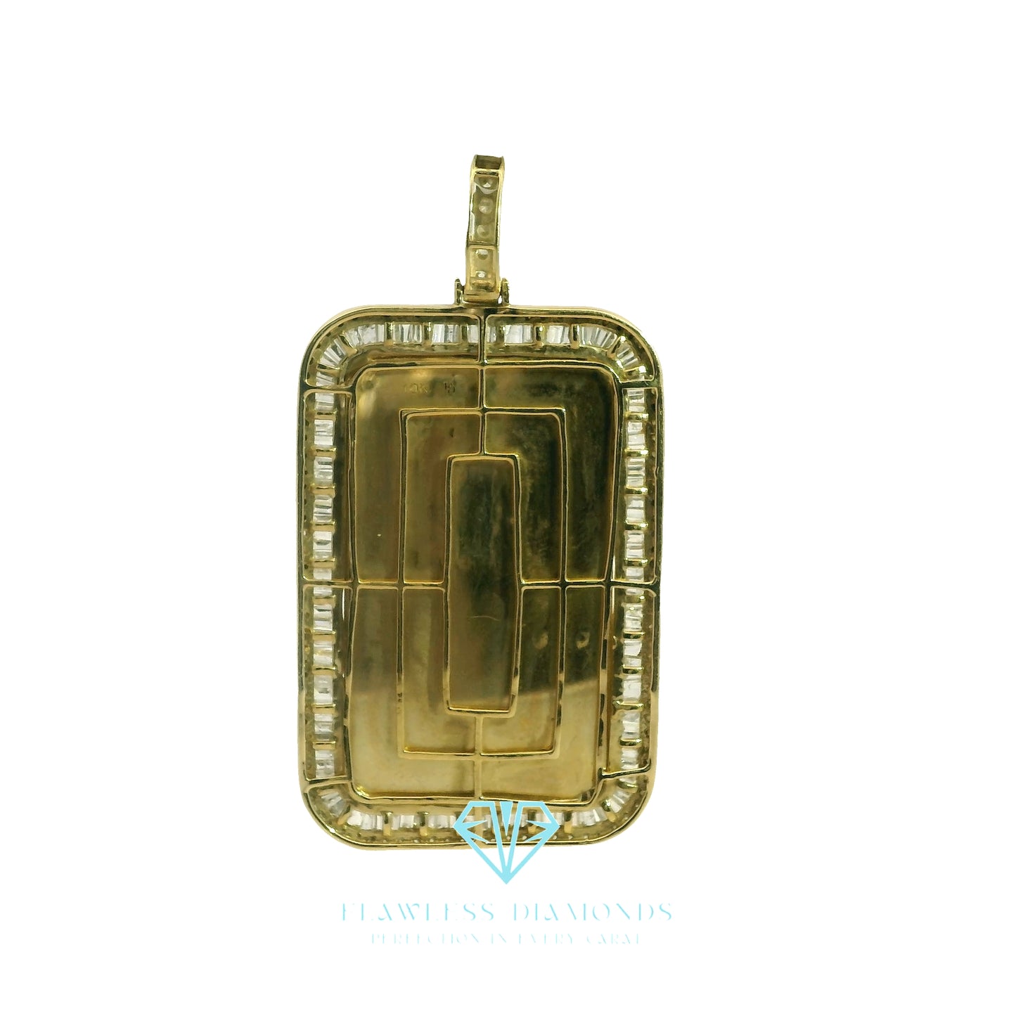 Baguette Diamond 10K Yellow Gold Picture Pendant