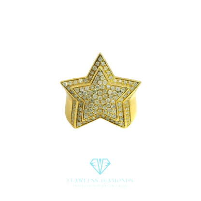 Yellow Gold Star Design Diamond Cocktail Ring