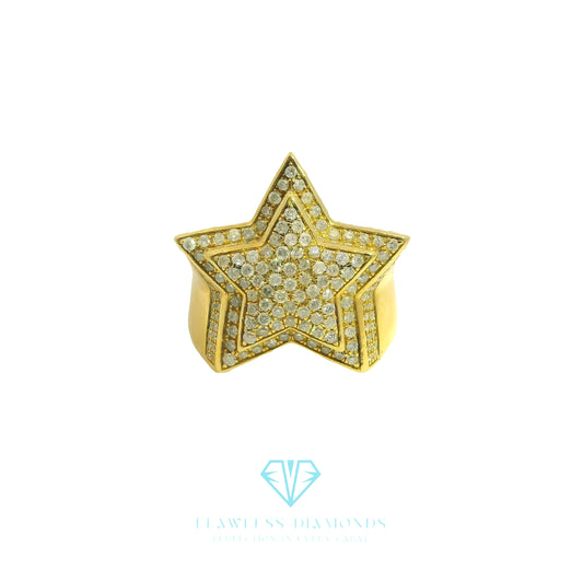 Yellow Gold Star Design Diamond Cocktail Ring