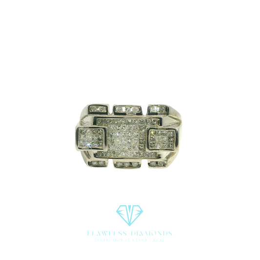 White Gold Multi-Stone Ring with Princess Cut Diamonds