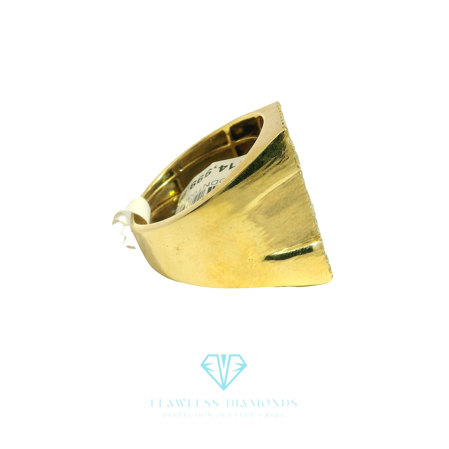 Yellow Gold Initial Ring with Baguette Cut Diamonds