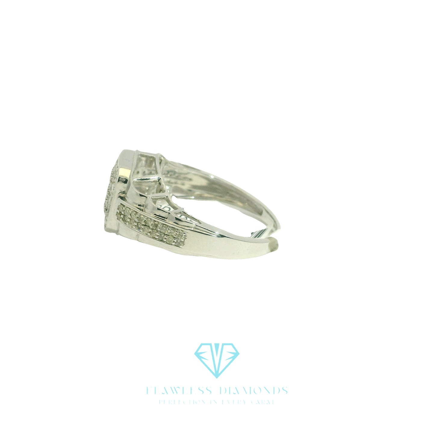 White Gold Multistone Ring with Square-Cut Diamonds