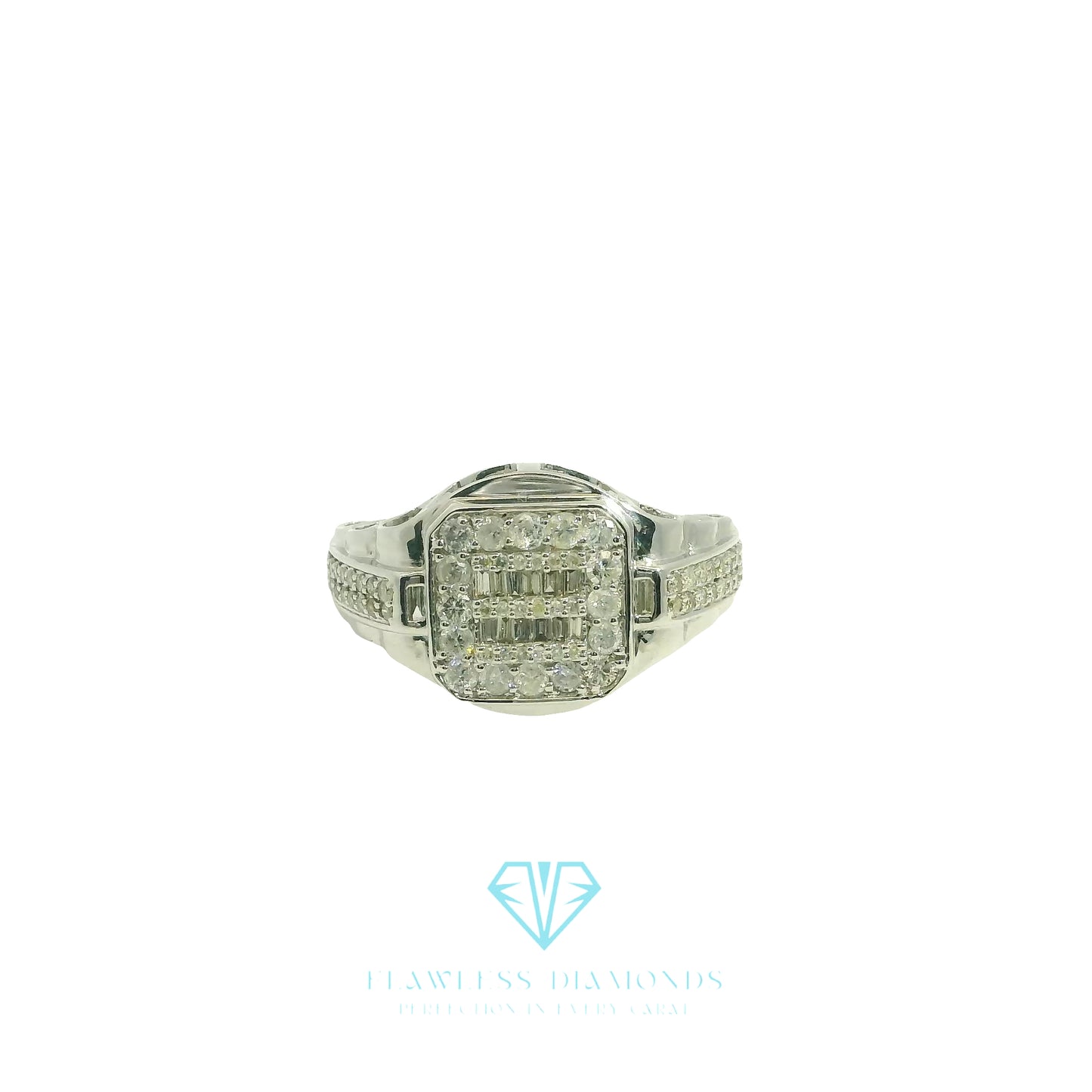 White Gold Multistone Ring with Square-Cut Diamonds