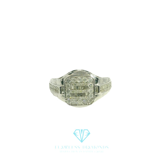 White Gold Multistone Ring with Square-Cut Diamonds