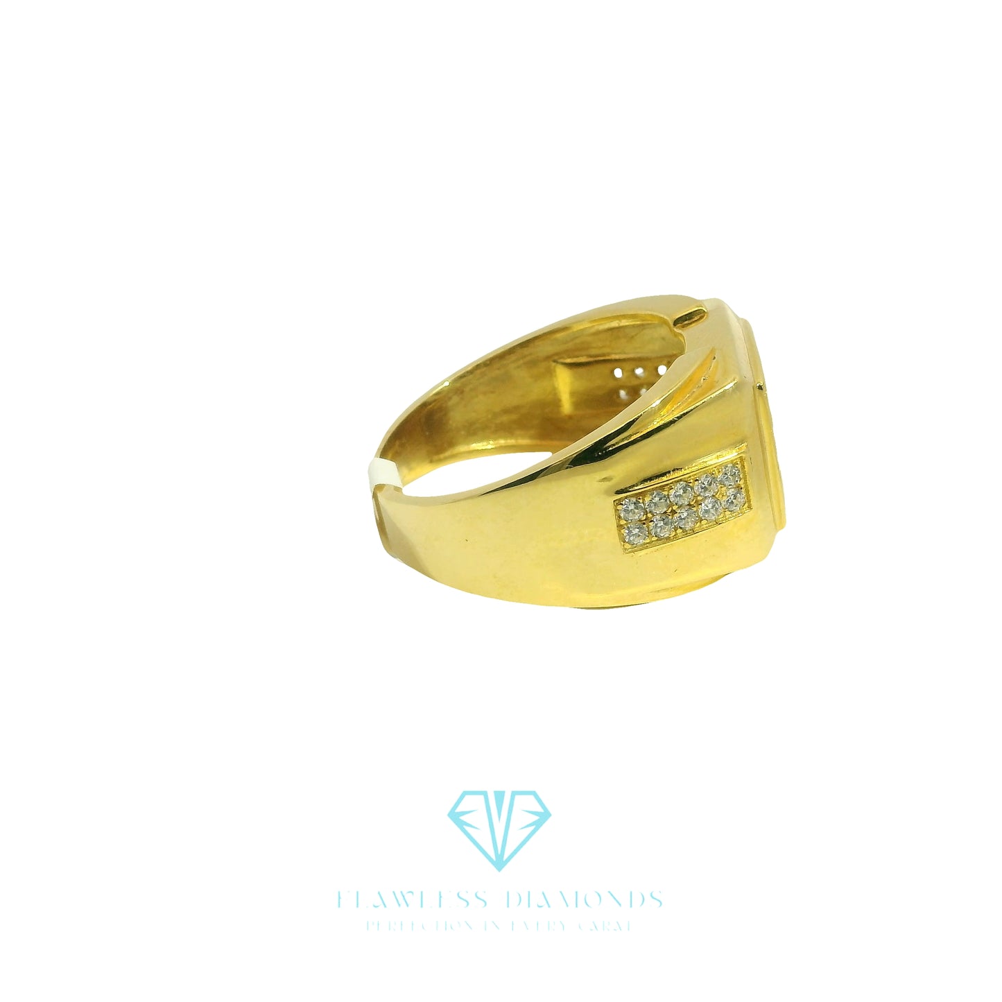 Yellow Gold Ring with Pave Set Round Brilliant Cut Diamonds