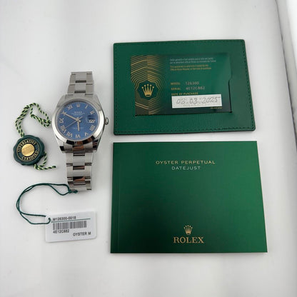 Rolex Datejust 41 Blue Roman Dial on Oyster Ref 126300 with New Style Card Green 2025