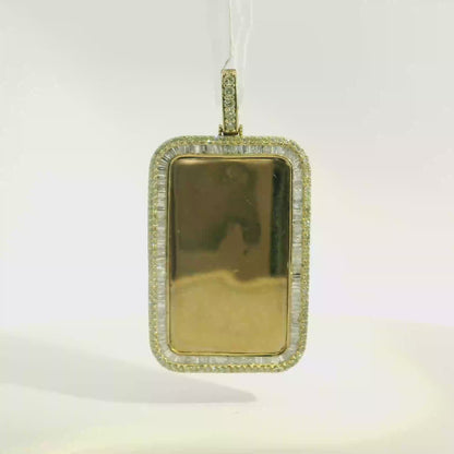 Baguette Diamond 10K Yellow Gold Picture Pendant