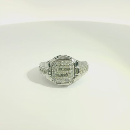 White Gold Multistone Ring with Square-Cut Diamonds