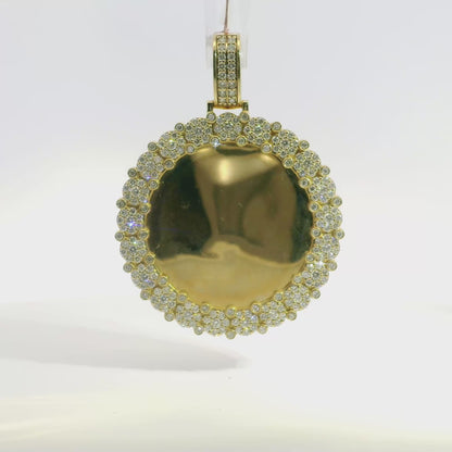 Yellow Gold Picture Pendant with Round Cut Diamonds