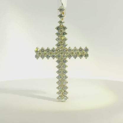 Yellow Gold Cross Pendant with Round Brilliant Diamonds