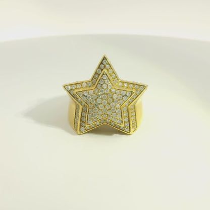 Yellow Gold Star Design Diamond Cocktail Ring