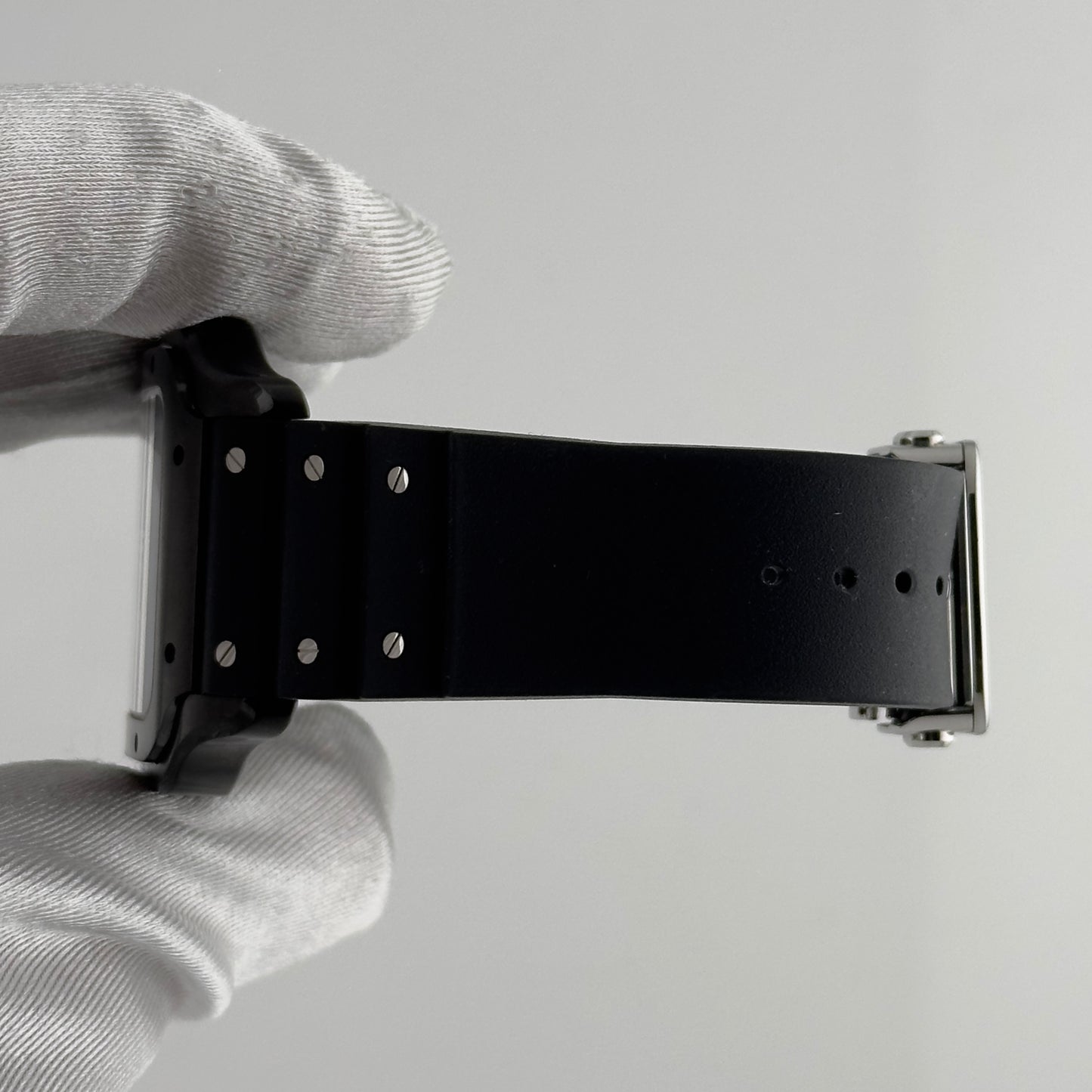 Cartier Santos Large Black Dial on Rubber Strap Ref WSSA0039/4072 with Card