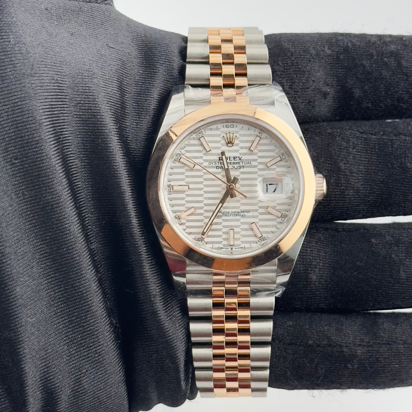 Rolex Datejust 41 Silver Fluted Motif Dial on Jubilee Ref 126301 with New Style Card Green