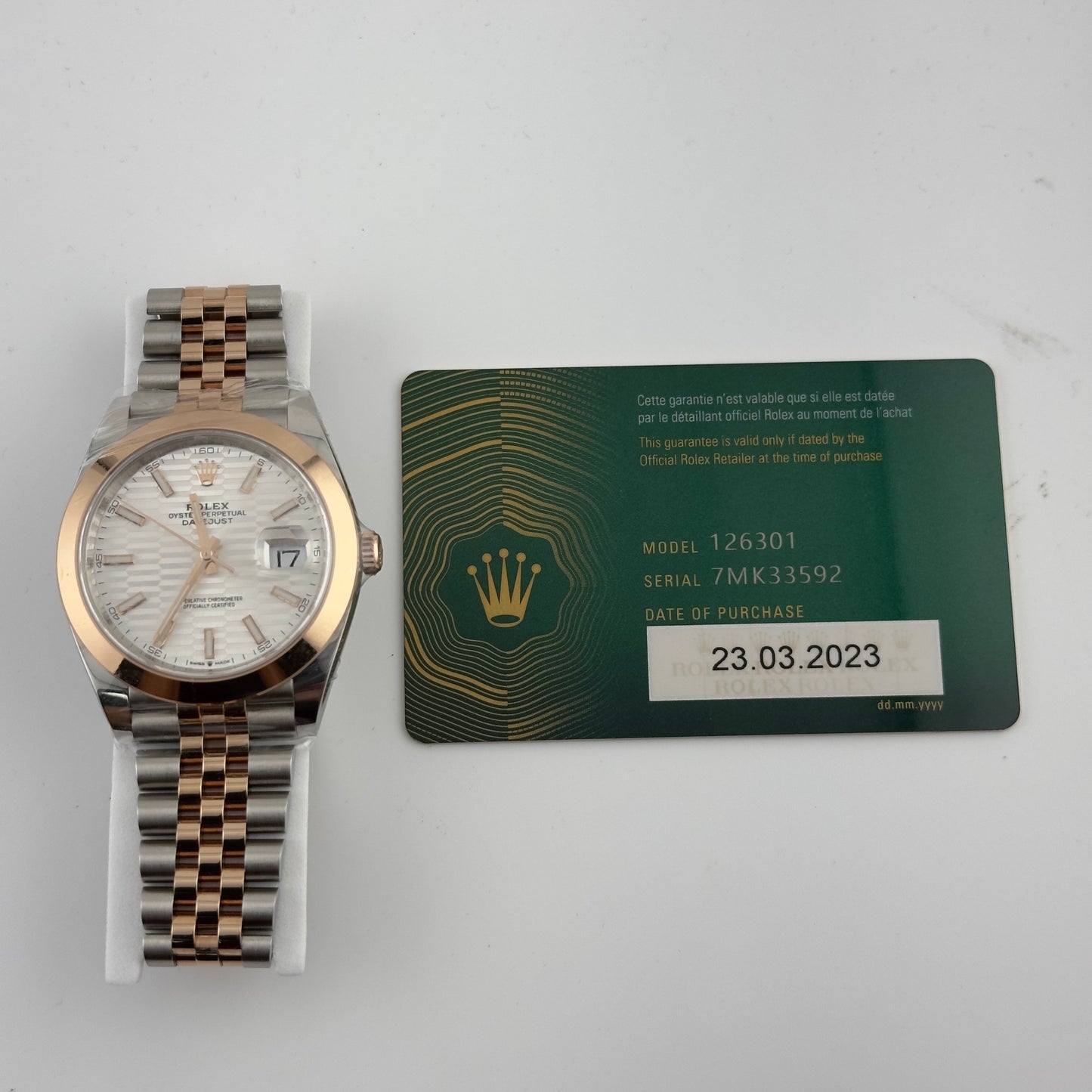 Rolex Datejust 41 Silver Fluted Motif Dial on Jubilee Ref 126301 with New Style Card Green