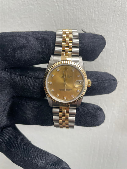 Rolex Datejust Gold Diamond Dial on Jubilee Ref 68273