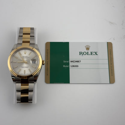 Rolex Datejust 41 Silver Index Dial on Oyster Ref 126333 with New Style Card White