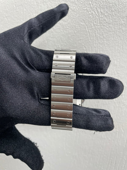 Cartier Santos Blue Dial on Bracelet Ref WSSA0030 with Card