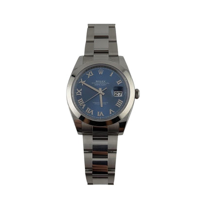 Rolex Datejust 41 Blue Roman Dial on Oyster Ref 126300 with New Style Card Green 2025